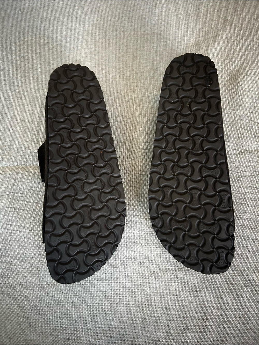 Birkenstock Black Suede Two-Buckle Slides with Copper Buckles - Picture 3 of 3